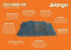Vango Castlewood 400 (Poled) Tent 2023 (Incl. Footprint) -Camping Adventure Deals Store castlewood 400 dimensions image 1