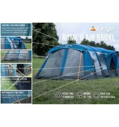 Vango Rome II Air 550XL Airbeam Tent 2023 (Incl. Footprint) -Camping Adventure Deals Store rome ii air 550xl 2
