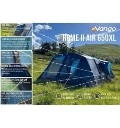 Vango Rome II Air 650XL Airbeam Tent 2023 (Incl. Footprint) -Camping Adventure Deals Store rome ii air 650xl 3