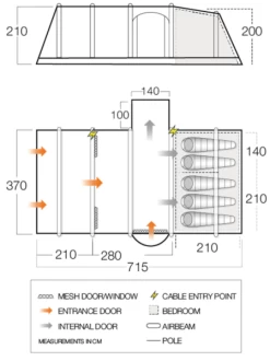 Vango Rome II Air 550XL Airbeam Tent 2023 (Incl. Footprint) -Camping Adventure Deals Store rome ii air 550xl dimensions image